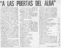"A las puertas del alba"  [artículo] Matías Rafide B.