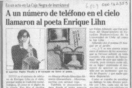 A un número de teléfono en el cielo llamaron al poeta Enrique Lihn  [artículo].