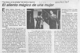 El aliento mágico de una mujer  [artículo] J. A. P.