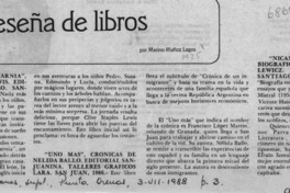 Reseña de libros  [artículo] Marino Muñoz Lagos.