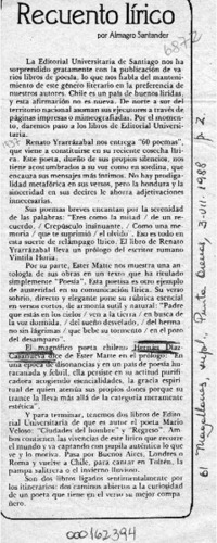 Recuento lírico  [artículo] Almagro Santander.