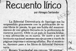 Recuento lírico  [artículo] Almagro Santander.