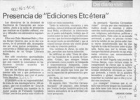 Presencia de "Ediciones Etcétera"  [artículo] Cronos.