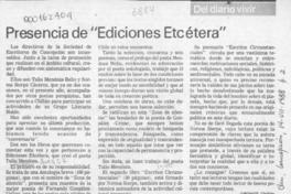 Presencia de "Ediciones Etcétera"  [artículo] Cronos.