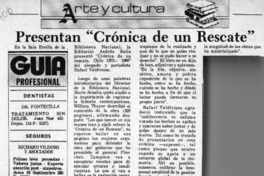 Presentan "Crónica de un rescate"  [artículo].