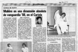 Moliére en una dimensión absoluta de vanguardia '88, en el Cariola