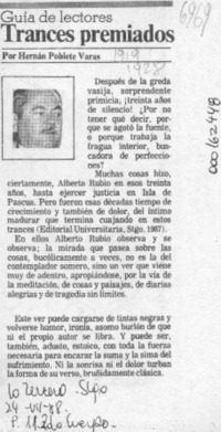 Trances premiados  [artículo] Hernán Poblete Varas.