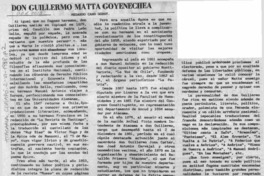 Don Guillermo Matta Goyenechea  [artículo] Medardo Cano Godoy.