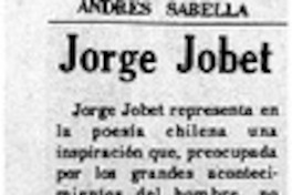 Jorge Jobet  [artículo] Andrés Sabella.
