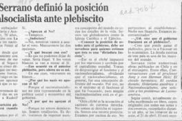 Miguel Serrano definió la posición nacionalsocialista ante plebiscito