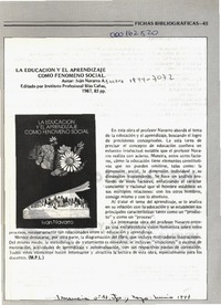 La educación y el aprendizaje como fenómeno social  [artículo] M. P. L.