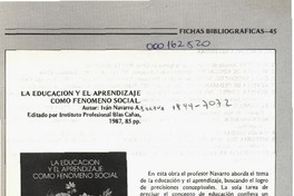 La educación y el aprendizaje como fenómeno social  [artículo] M. P. L.