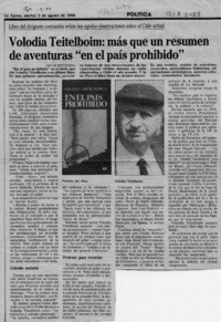 Volodia Teitelboim, más que un resumen de aventuras "en el país prohibido"  [artículo] Oscar Sepúlveda.