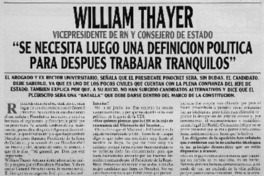 William Thayer vicepresidente de RN y consejero de estado "Se necesita luego una definición política para después trabajar tranquilos"