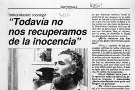 "Todavía no nos recuperamos de la inocencia"  [artículo] Sergio Marras.