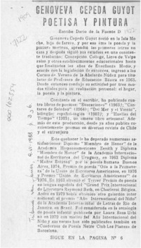 Genoveva Cepeda Guyot poetisa y pintura  [artículo] Darío de la Fuente D.