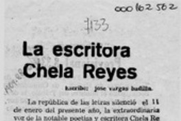 La escritora Chela Reyes  [artículo] José Vargas Badilla.