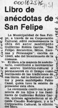 Libro de anécdotas de San Felipe  [artículo].
