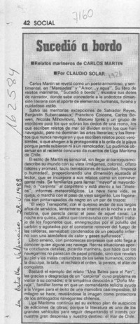 Sucedió a bordo  [artículo] Claudio Solar.