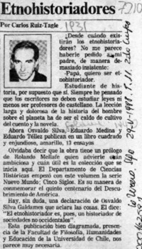 Etnohistoriadores  [artículo] Carlos Ruiz-Tagle.