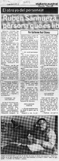 Rubén Sanhueza Gómez, soy una persona que es libre pensadora  [artículo] Guillermo Raúl Chávez.