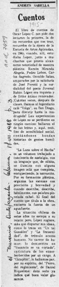 Cuentos  [artículo] Andrés Sabella.