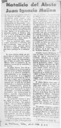 Natalicio del Abate Juan Ignacio Molina  [artículo].