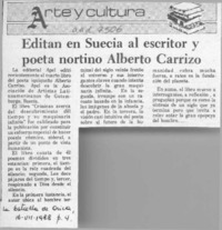 Editan en Suecia al escritor y poeta nortino Alberto Carrizo