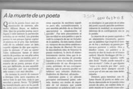 A la muerte de un poeta  [artículo] S.