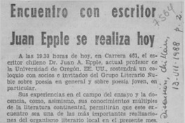 Encuentro con escritor Juan Epple se realiza hoy  [artículo].