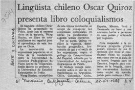 Lingüista chileno Oscar Quiroz presenta libro de coloquialismos  [artículo].