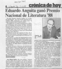 Eduardo Anguita ganó Premio Nacional de Literatura '88  [artículo].