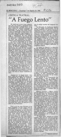 "A fuego lento"  [artículo] Agustín Letelier.