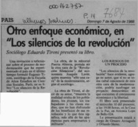 Otro enfoque económico, en "Los silencios de la revolución"  [artículo].
