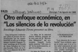 Otro enfoque económico, en "Los silencios de la revolución"  [artículo].