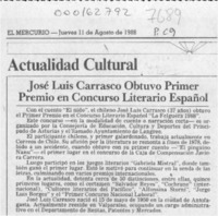 José Luis Carrasco obtuvo primer premio en concurso literario español  [artículo].
