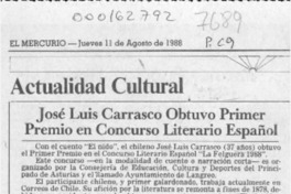 José Luis Carrasco obtuvo primer premio en concurso literario español  [artículo].