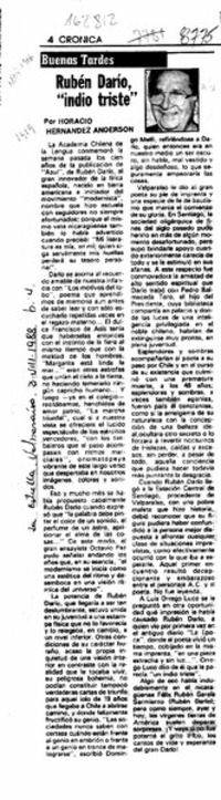 Rubén Darío, "indio triste"  [artículo] Horacio Hernández Anderson.