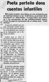 Poeta porteño dona cuentos infantiles  [artículo].