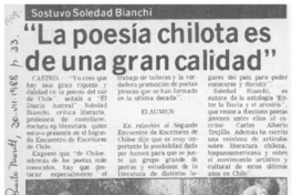 "La Poesía chilota es de una gran calidad", sostuvo Soledad Bianchi  [artículo].