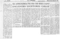 Se aproxima fecha de segundo encuentro escritores, Chiloé  [artículo].