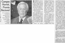 Campos Harriet, Premio Nacional  [artículo].