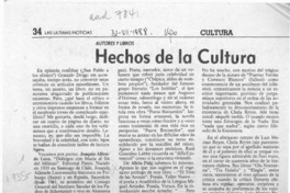 Hechos de la cultura  [artículo] Filebo.