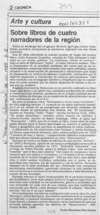 Sobre libros de cuatro narradores de la región  [artículo] Pedro Mardones Barrientos.