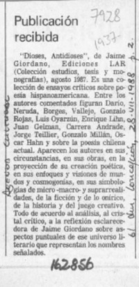 Publicación recibida  [artículo].