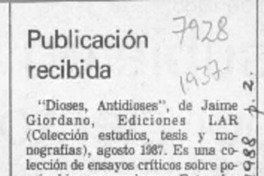 Publicación recibida  [artículo].