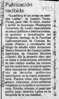 Publicación recibida  [artículo].