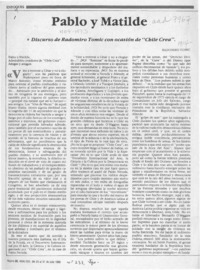 Pablo y Matilde  [artículo] Radomiro Tomic.