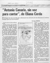 "Antonio Canario, sin voz para cantar", de Eliana Cerda  [artículo] Hugo Montes.