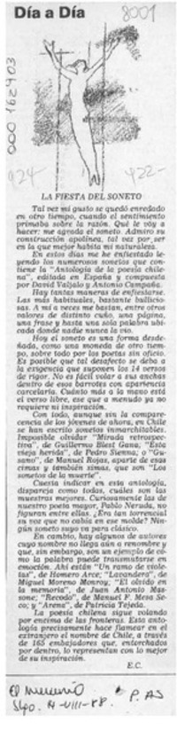 La fiesta del soneto  [artículo] E. C.